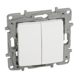 One-way switch Niloe - 2-gang - 10 AX - 250 V - automatic terminals - white