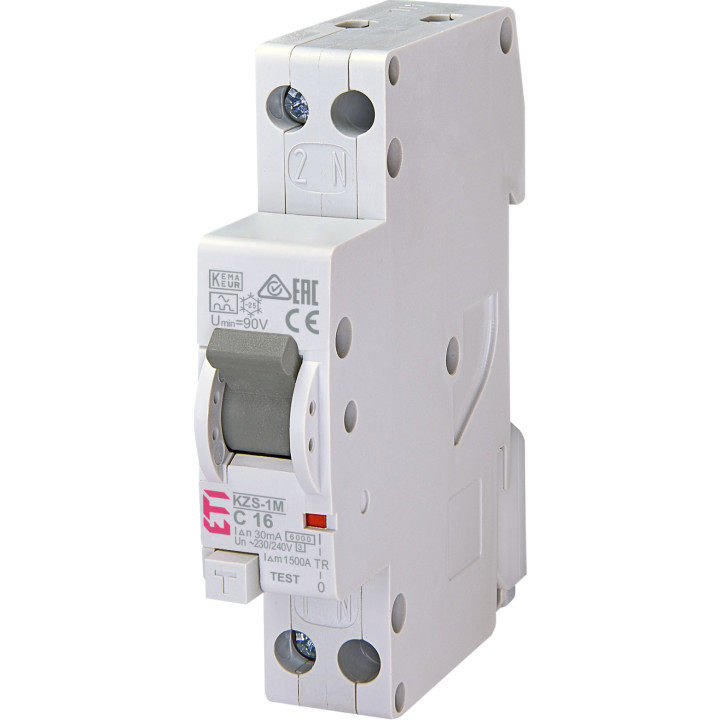 RCBO, KZS-1M 1p+N A C16/0.03 6kA