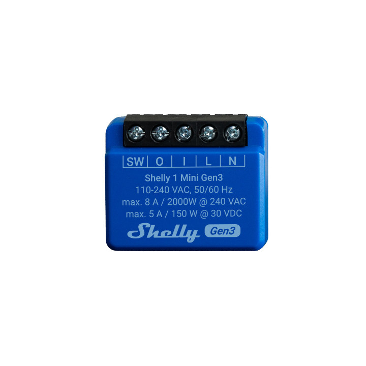 Shelly 1 Mini GEN3, одноканальный интеллектуальный релейный переключатель WiFi (8A) — Sonoff, SmartWise, Shelly оптовая продажа 