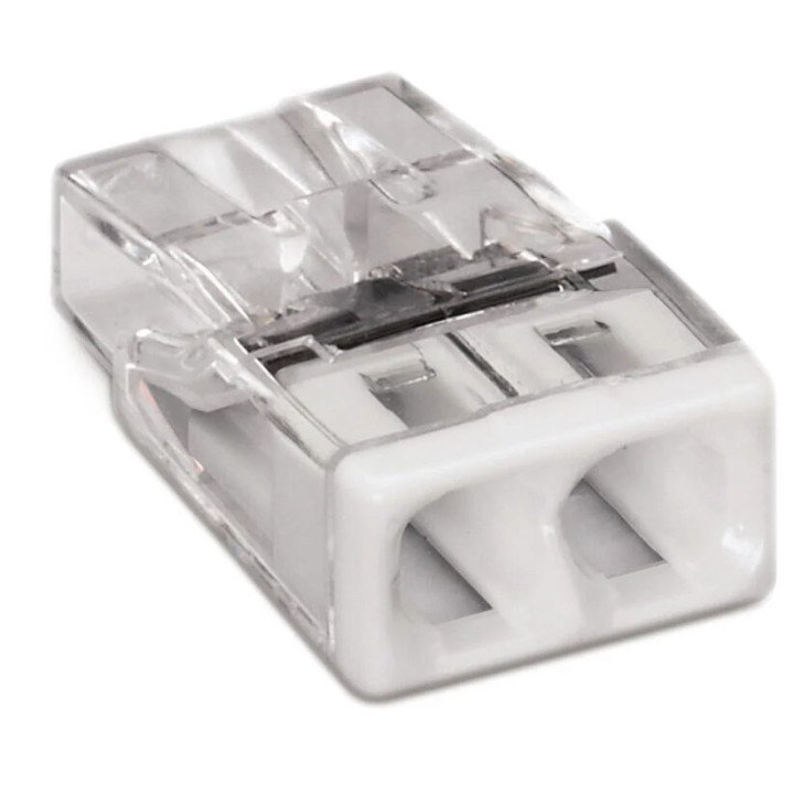 COMPACT splicing connector, for solid conductors, max. 2.5 mm2, 2-conductor, transparent housing, white cover, Surrounding air t