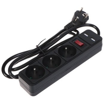 POWER DISTRIBUTION UNIT PR-1.5M-3G-SW/USB/B (3 OUTLETS + 2 USB) 1.3 m