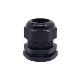 M36 mustast plastikust kaablitihend, IP68, 18-25mm