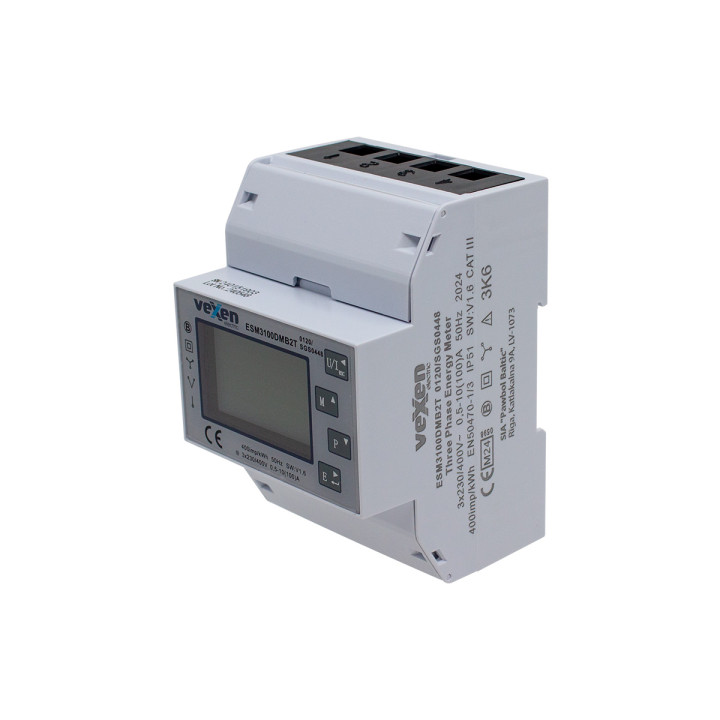 ESM3100DMB2T Three phase, multi-function, two tariffs energy meter 100A with 2 pulse outputs, M-bus, MID