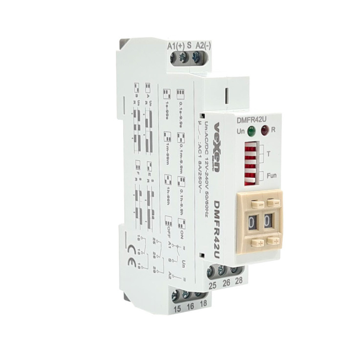 DMFR42U Daugiafunkcinė skaitmeninė laiko relė 2CO 8A AC/DC 12-230V