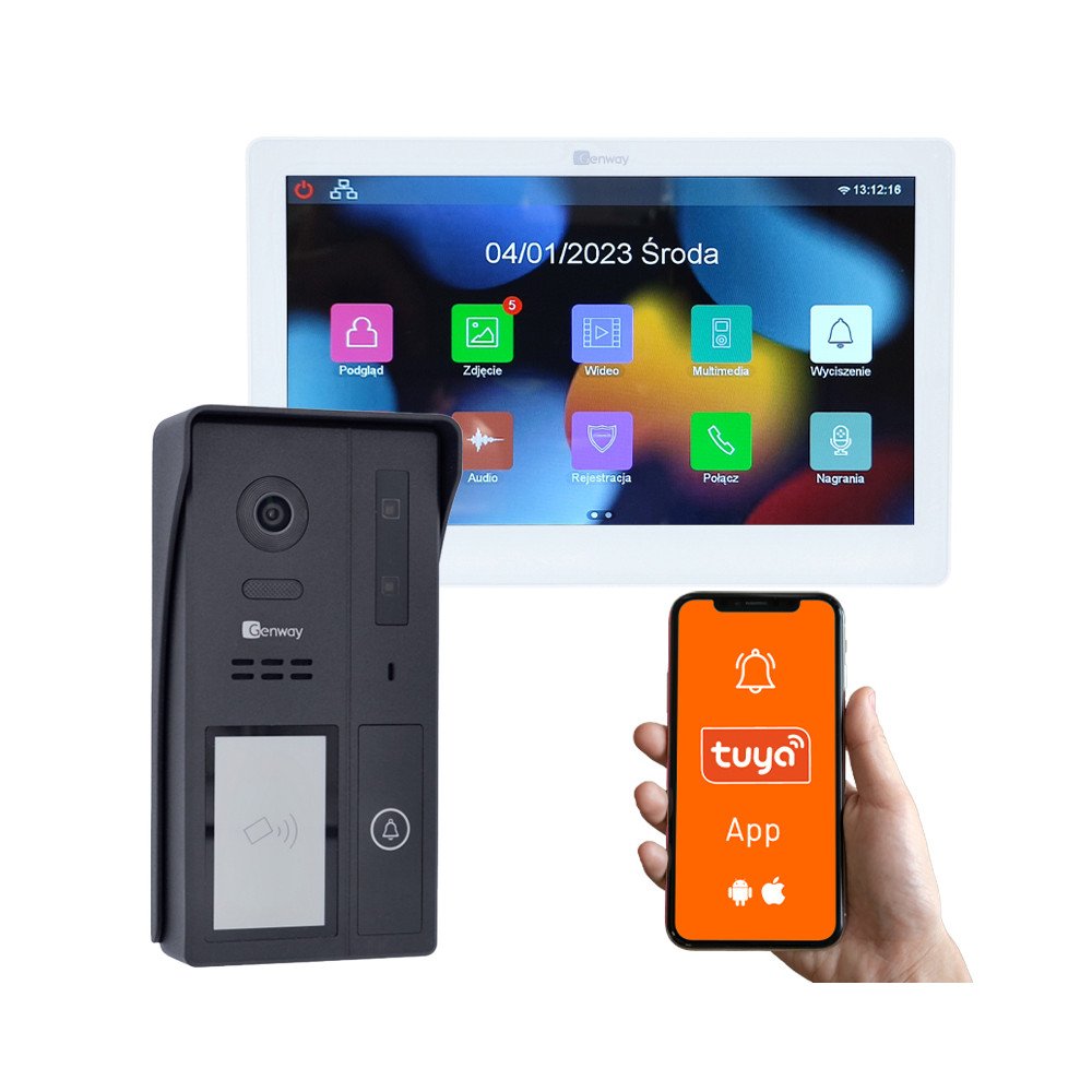 Genway F-S61-V14 - Video-family-family-family kit 2 vein with a 10" WiFi and Tuya vesicular Monitor