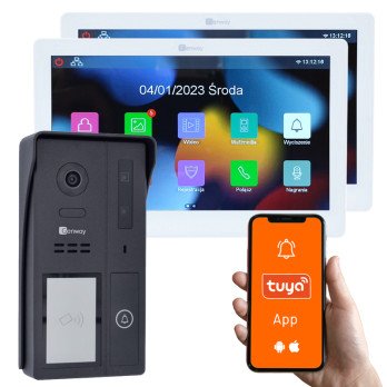 Genway F-S61-V14-2 vienos seimos 2 laidu vaizdo domofonas su dviem 10 coliu jutikliniais monitoriais WiFi ir Tuya