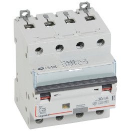 RCBO - DX 6000 - 10 kA - 4P - 400 V - 25 A - 30 mA - Hpi type