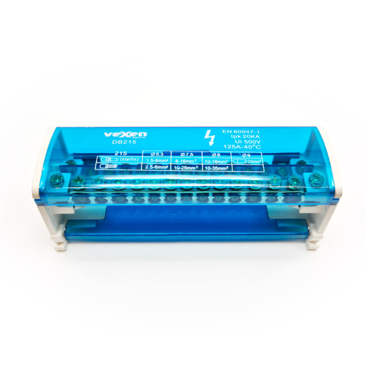 DB215 Sadales spaiļu bloks DIN 2x15poles 125A/500V