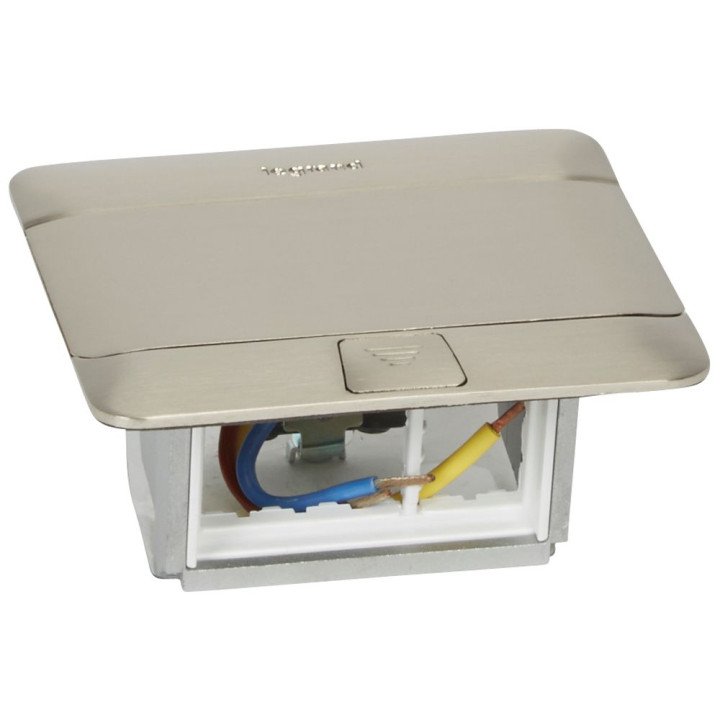 Pop-up box to be equipped - 3 modules - brushed stainless steel finish