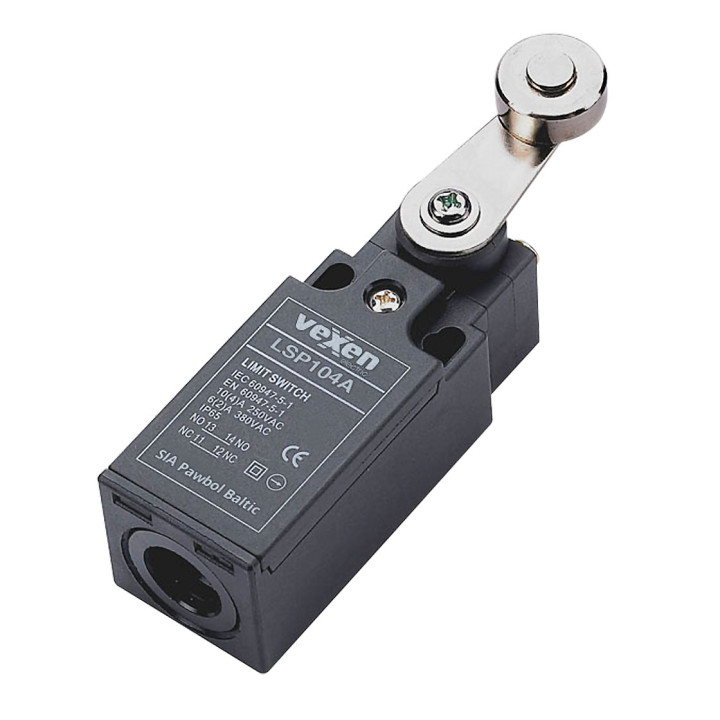 LSP104A eigos jungiklis 1NO/1NC plastikiniame korpuse IP65 su metaline ritinine svirtimi