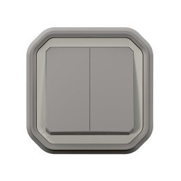 PLEXO 2 GANG 2-WAY SWITCH OR 2 GANG PUSH BUTTON - GREY - FLUSH