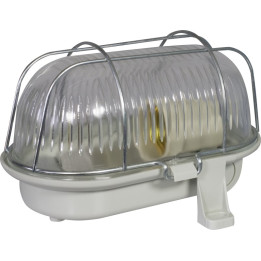 Lamp housing with metal netoval 60W, IP 44 gray