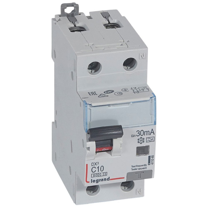 RCBO - DX 6000 -10 kA -1P+N-230 V -10 A -30 mA -A tipas -N dešinė ranka