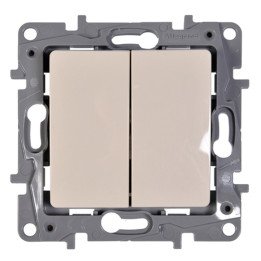 One-way switch Niloe - 2-gang - 10 AX - 250 V - automatic terminals - ivory
