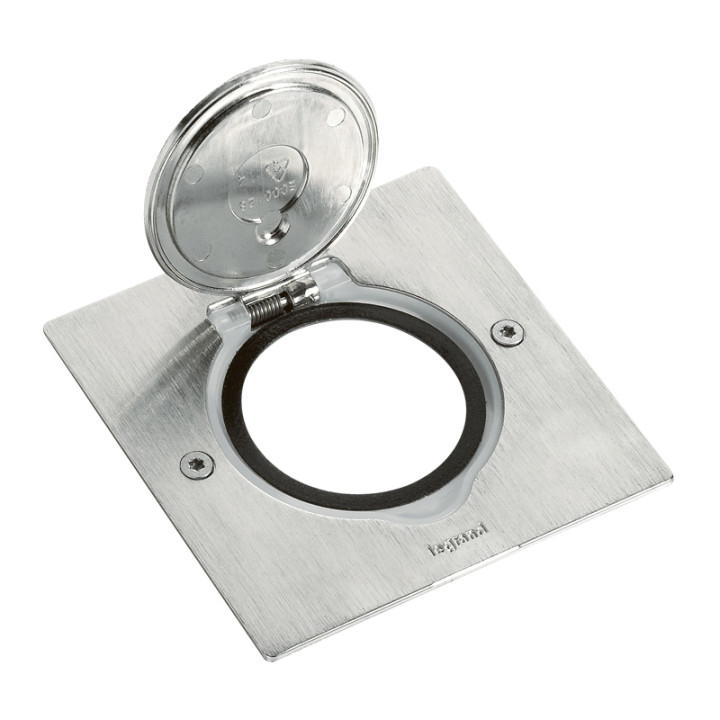 FLOOR SQUARE RECEPTACLE BRUSHED STAINLESS STEEL