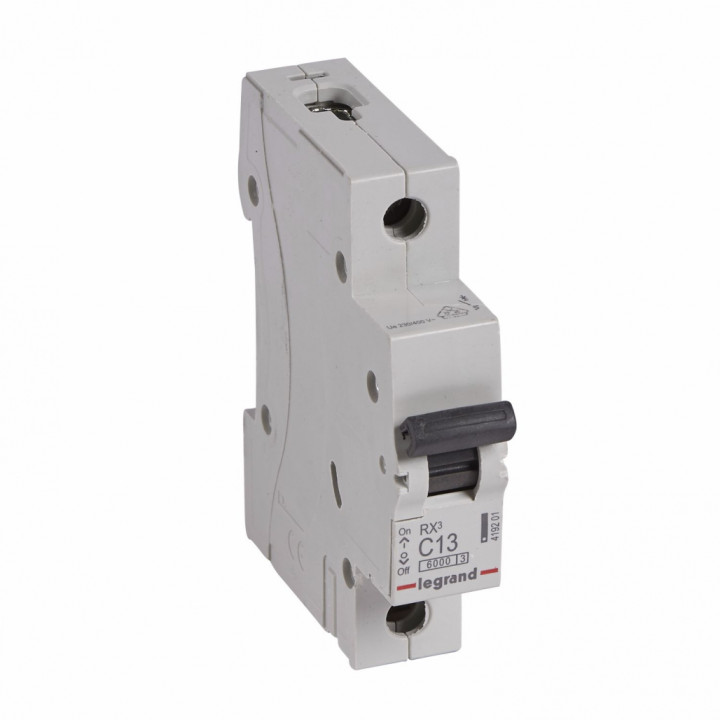MCB RX 6000 - 1P - 230/400V - 13 A - C curve - prong/fork type supply busbars