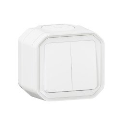 PLEXO 2 GANG 2-WAY SWITCH OR 2 GANG PUSH BUTTON - WHITE - SURFACE