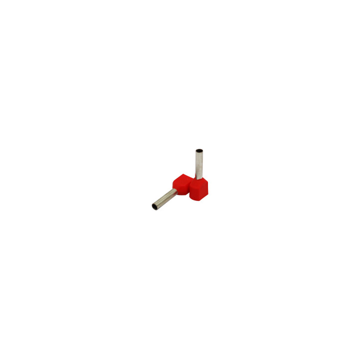 Insulated twin-end sleeve 1mm2/10mm, red, 100 pcs