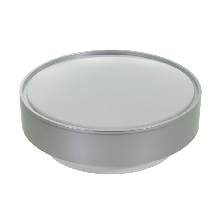 DIONE LED silver ring, white bottom, milky lampsha