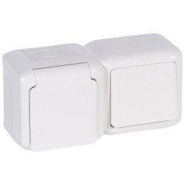 One-way switch + 2P+E German standard socket outlet Forix - 16 A -250 V -white