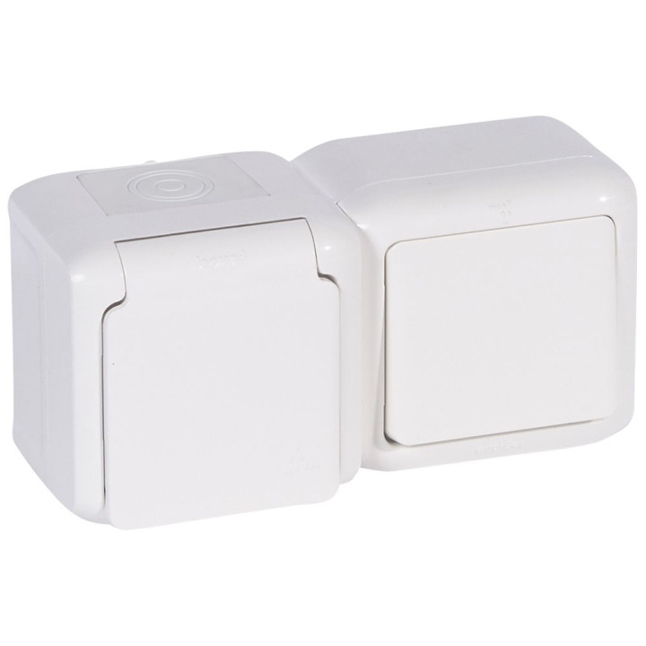 One-way switch + 2P+E German standard socket outlet Forix - 16 A -250 V -white
