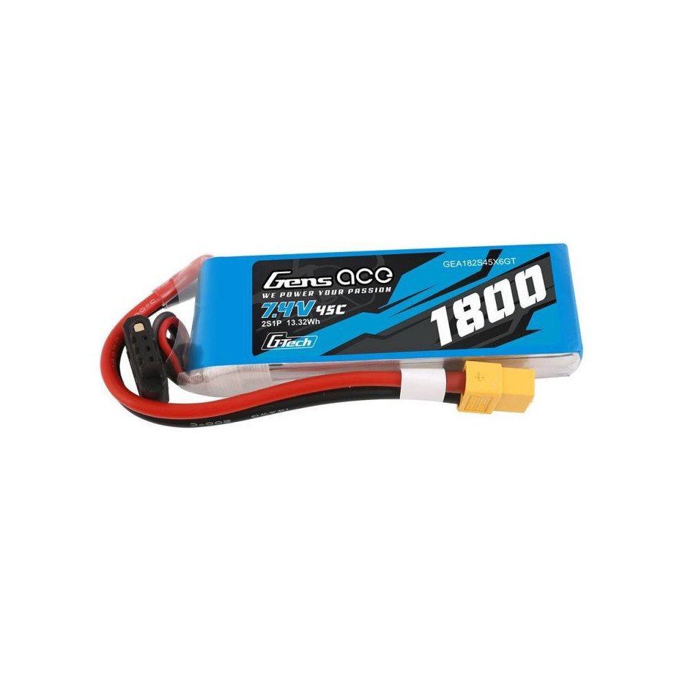 GensAce G-Tech LiPo 1800mAh 7.4V 45C 2S1P XT60 Battery