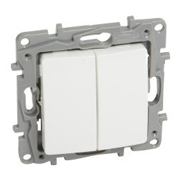 Two-way switch Niloe - 2-gang - 10 AX - 250 V - automatic terminals - white