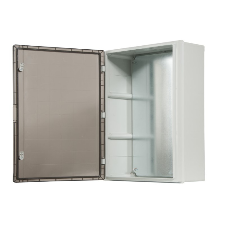 Korpuss virsapmetuma 511x711x253mm ar montāžas plati un ar caurspīdīgām durvīm     IP65