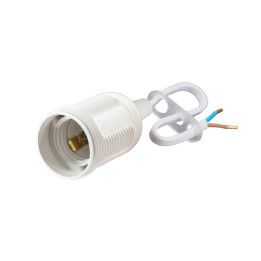 Patrona spuldzdei ar vitni un vadu 2x0.75mm, E27 balta