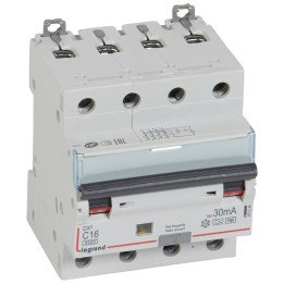 RCBO - DX 6000 - 10 kA - 4P - 400 V - 16 A - 30 mA - Hpi type