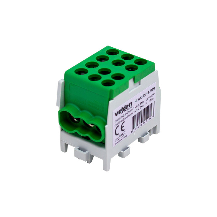 Клеммная колодка HLAK Al/CU 2x25-4x16mm зеленая