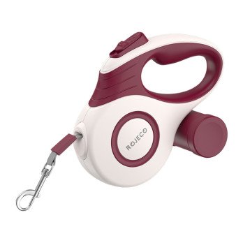 Rojeco A12 5M automatiska izvelkama sunu pavada (sarkana)