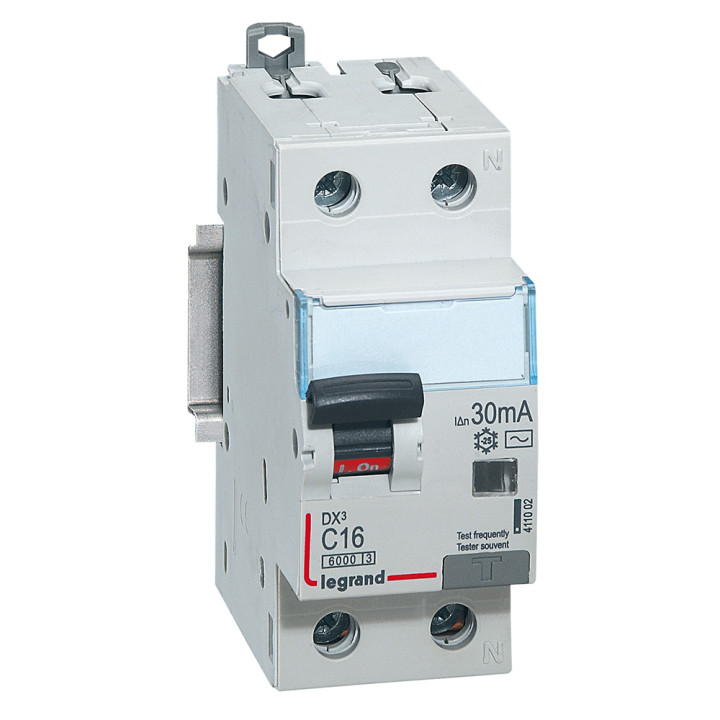 RCBO - DX 6000 -10 kA -1P+N-230 V -16 A -30 mA -AC tipas -N dešinė ranka