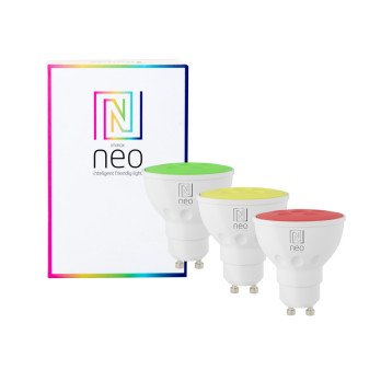 Immax NEO SGmart rinkinys 3x LED lempute GU10 4,8W RGB + CCT spalva ir balta, reguliuojamas reguliavimas, WiFi, Svyturys