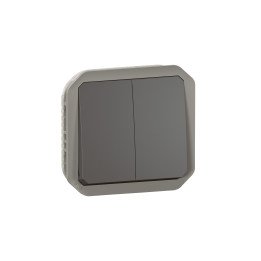 PLEXO 2 GANG 2-WAY SWITCH OR 2 GANG PUSH BUTTON - ANTHRACITE - MECHANISM