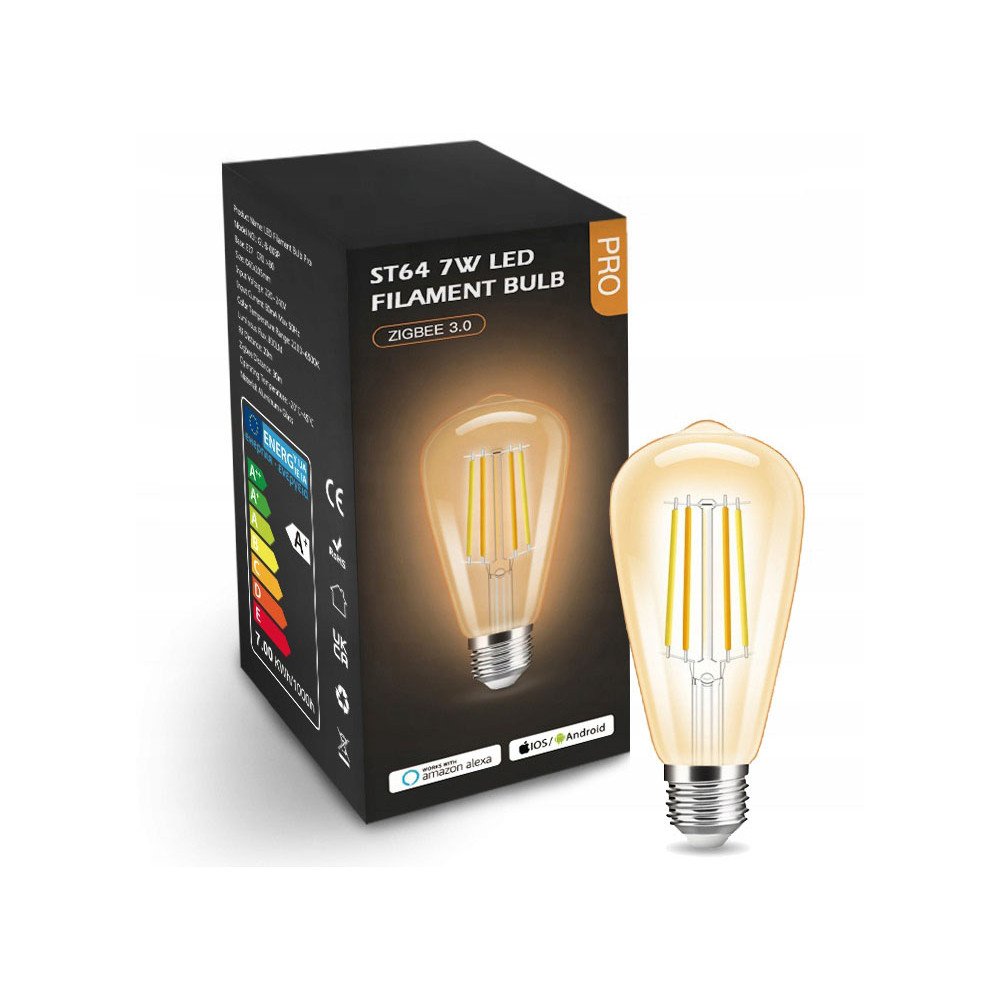 7W CCT Amber ST64 ZigBee GL HUE TUYA polttimo