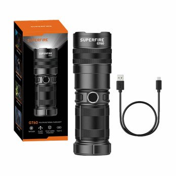 Superfire GT60 taskulamppu - 2600 lm, 2 tilaa, USB-C