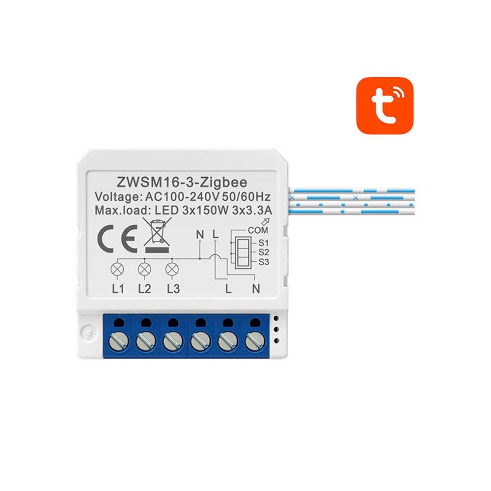 Alykytkinmoduuli ZigBee Avatto ZWSM16-W3 TUYA