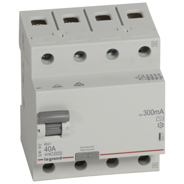 RCCB RX3 - 4P - 400 V - 40 A - 300 mA - AC type