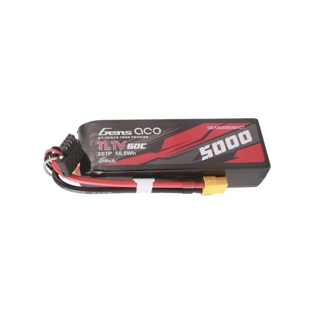 Gens ace G-Tech 5000mAh 11.1V 60C 3S1P Short-Size Lipo With XT60 Plug