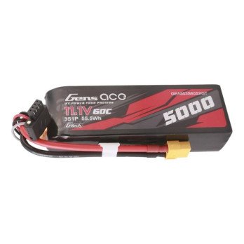 Gens ace G-Tech 5000mAh 11.1V 60C 3S1P Lyhyen kokoinen Lipo XT60-liittimella