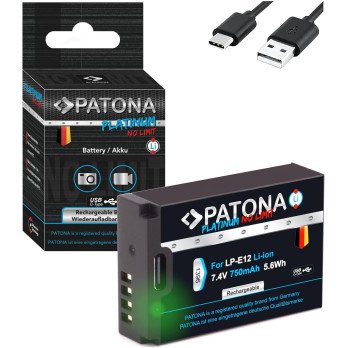 Aku Canon LP-E12 750mAh Li-Ion Platinum USB-C laadimine