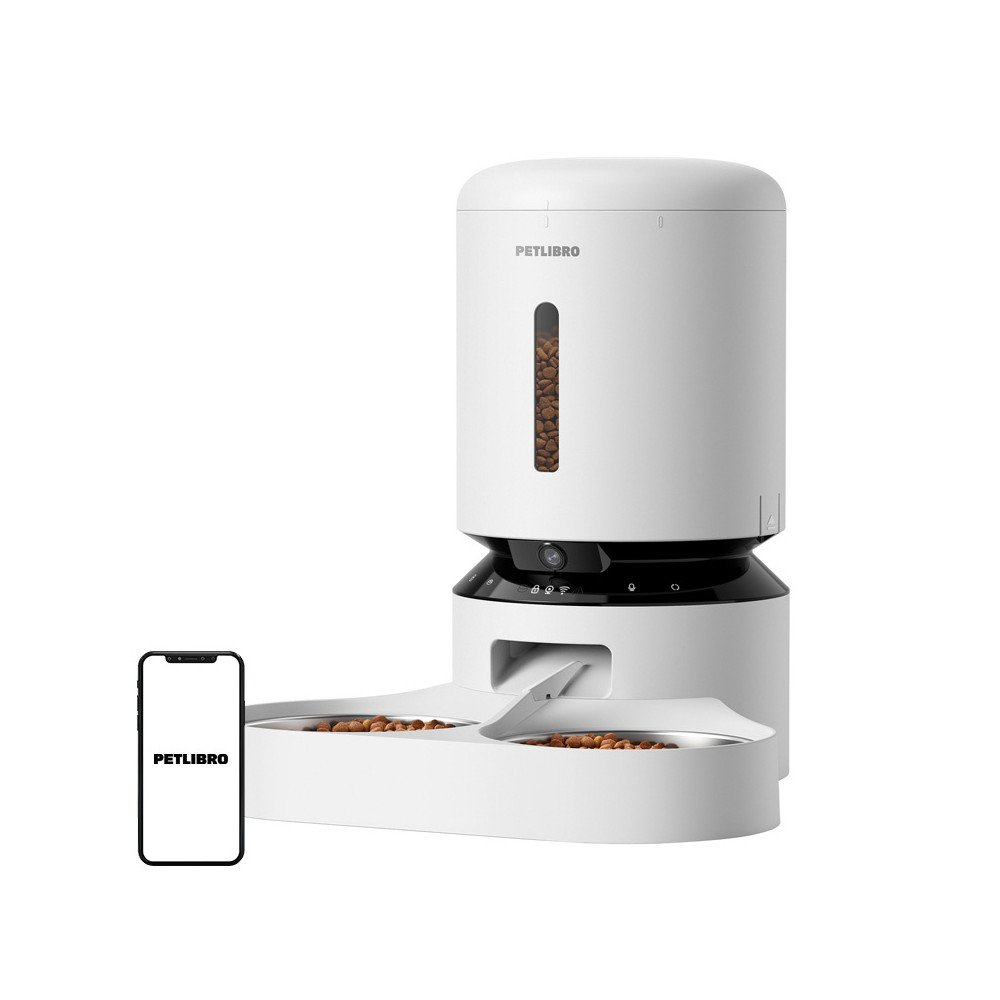 Petlibro Granary Camera -syottoannostelija kaksoiskulholla, 5L (valkoinen)