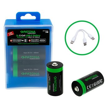 Battery LR14 (C) Li-lon 2300mAh 1,5V-2ks with USB-C charger