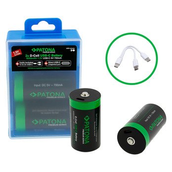 Battery LR20 mono D Li-lon 4000mAh 1,5V-2ks with USB-C charger