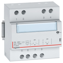 Apsauginis transformatorius - 230 V/12 arba 24 V -63 VA - 5 mod