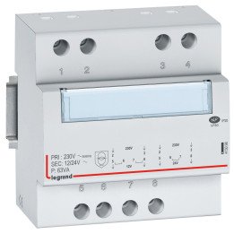Safety transformer - 230 V/12 or 24 V -63 VA - 5 mod