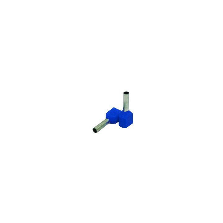 Insulated twin-end sleeve 2,5mm2/10mm, blue, 100 pcs