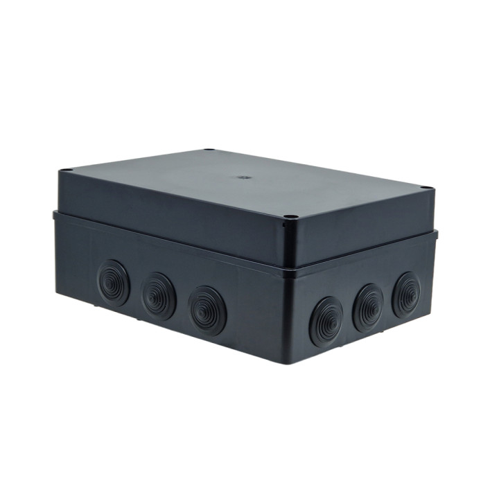 S-BOX laatikko pinta-asennus IP65 300x220x120mm holkilla musta UV