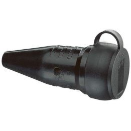 SCHUKO solid rubber connector, black, quick-release fastener, with collar, IP44